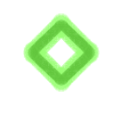 The Elder Furthark rune ᛜ or ingwaz, in green with a lime green outline